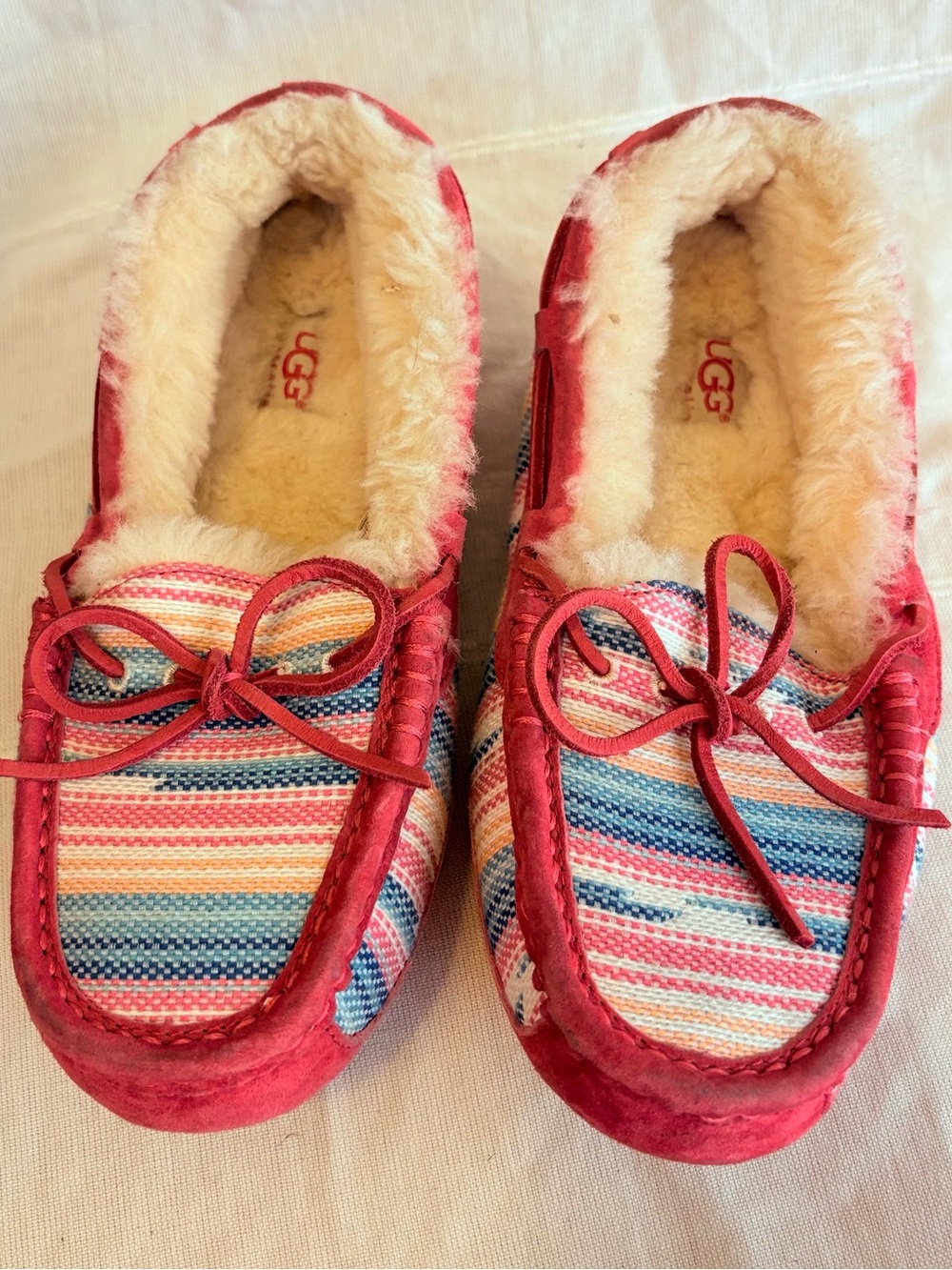 Women's UGG Australia‎ SYMONA SERAPE Moccasin Slippers Size 8 Pink Shearling